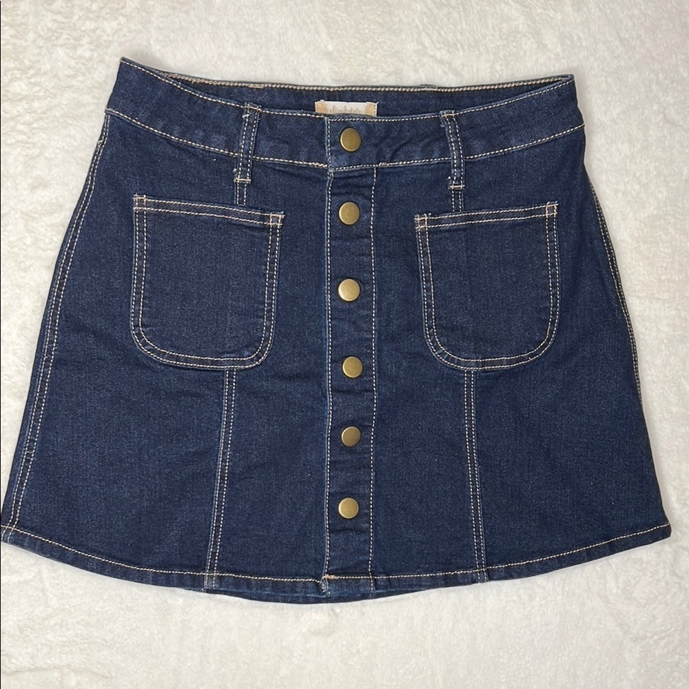 Altar’d State Denim Button-Front Skirt Size XS